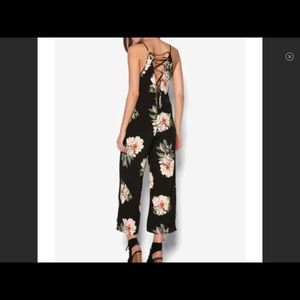 Topshop floral jumpsuit, lace up back, size 6